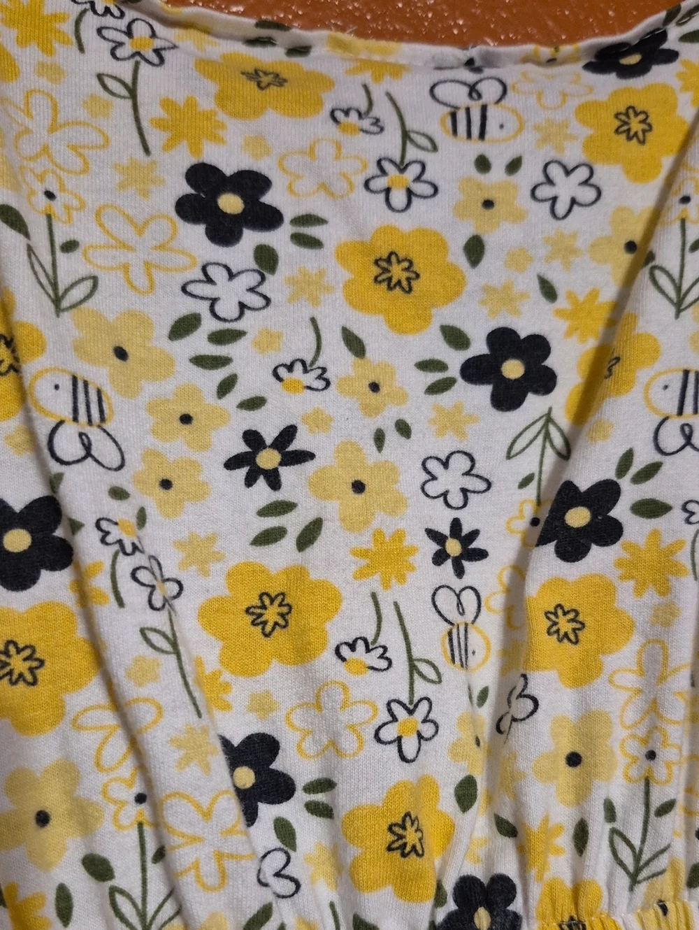 Gerber White Floral Tie-Shoulder Romper with Yellow Accents